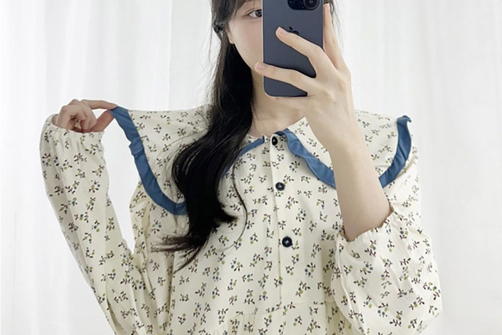 파자마·잠옷 > 아르미 플라워 빅카라 프릴 여성 학생 봄 가을 긴팔... 쇼핑 아르미 플라워 빅카라 프릴 여성 학생 봄 가을 긴팔 파자마 잠옷 세트