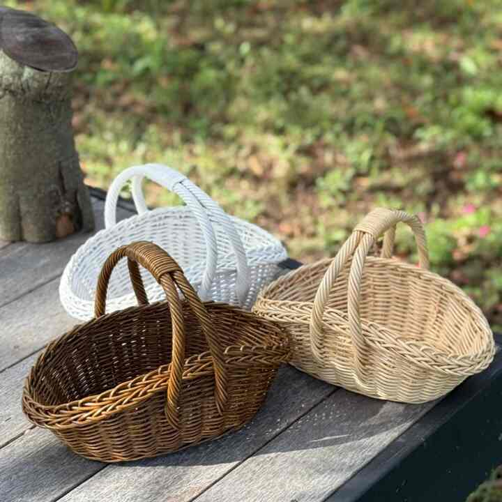 ラブ ラタンバスケット［4色・2サイズ］