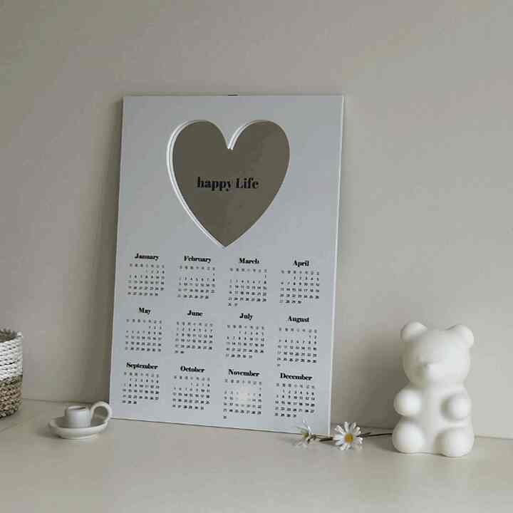 2025年 ハート ミラー付き カレンダー A3［2色］