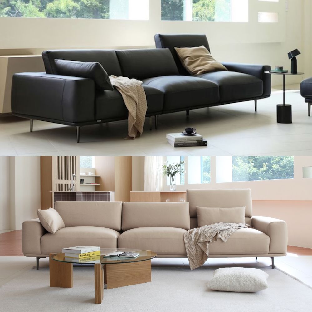 [신상품] 시스디자인 무빅 천연면피가죽 4인 리프트 기능 소파 2color