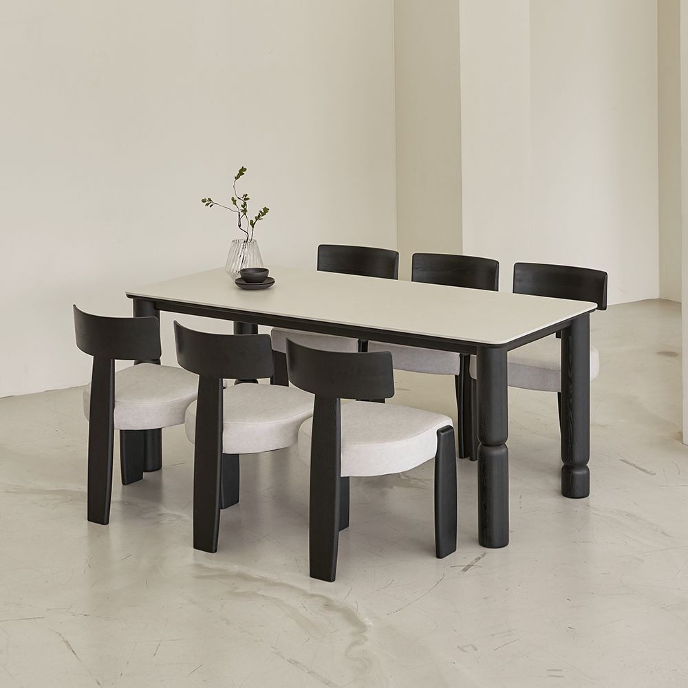 [신상품] 썸앤데코 아이린 블랙 애쉬 원목 세라믹 식탁 다이닝 테이블 1400/1800 2size