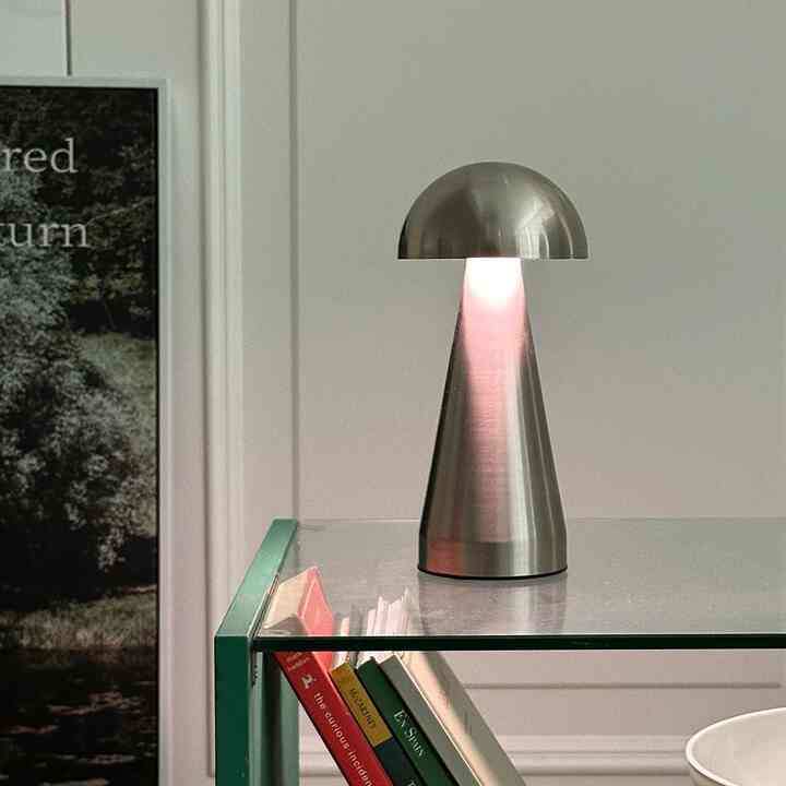 Short Chrome Silver マッシュルーム テーブルランプ