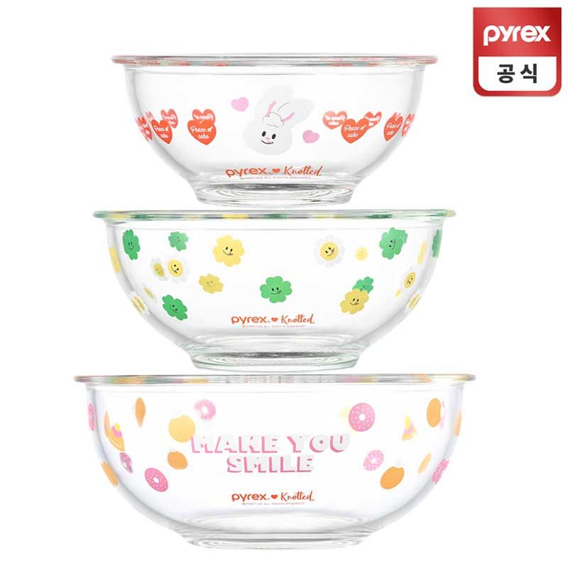 파이렉스 노티드 베이크웨어 믹싱볼 880ml+1400ml+2400ml ver.2