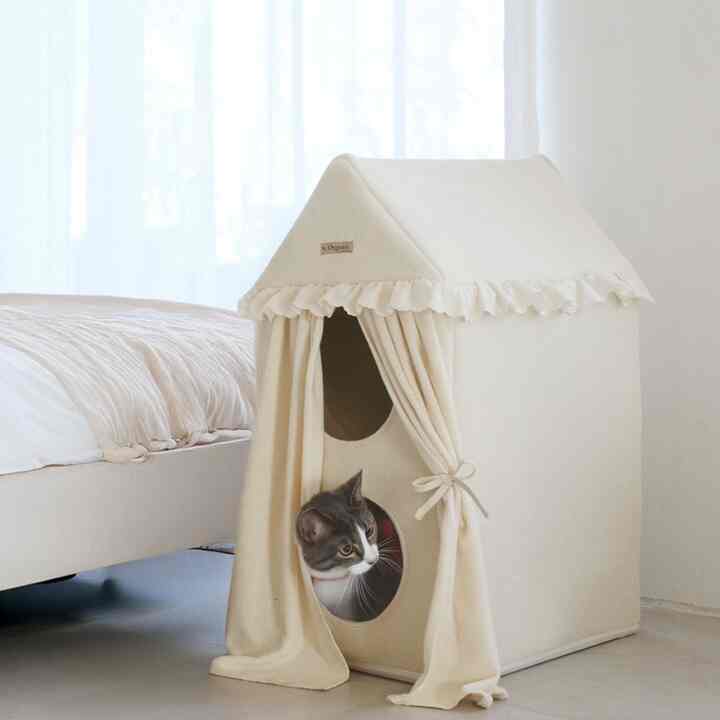 オーガニック 2段2ルーム キャットハウス 爪とぎ付き