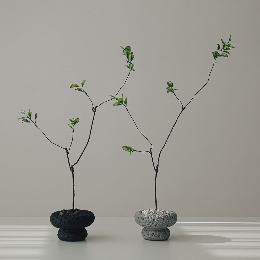 화살나무 그린잎 절구 세라믹화분 거실인테리어 오브제 조화
