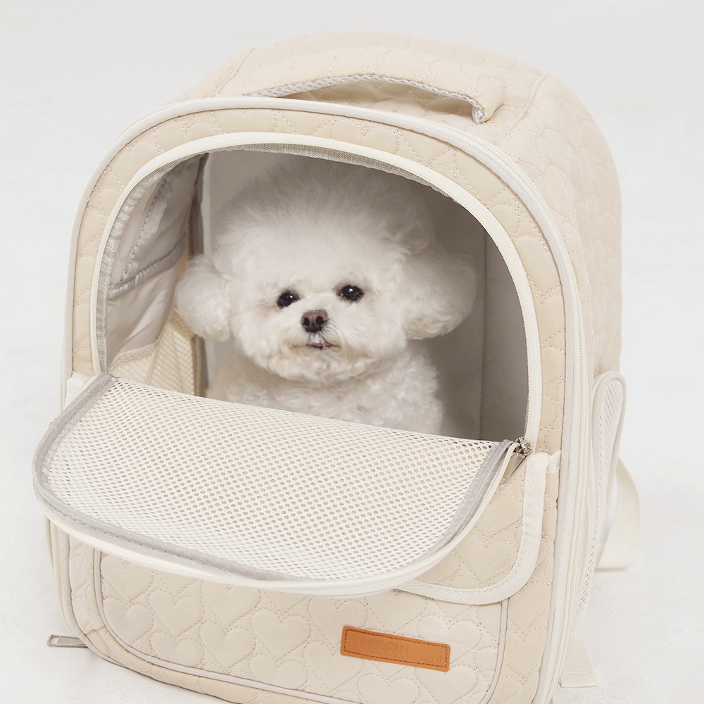 [신상품] 밍글펫 강아지 고양이 이동가방 백팩 조아백 아이보리 ONE SIZE