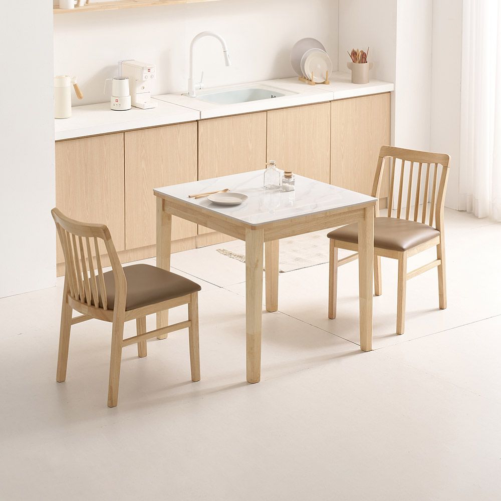 라로퍼니처 디어 800 유광 포세린 통 세라믹 2인 식탁 세트 (의자2개 포함) 