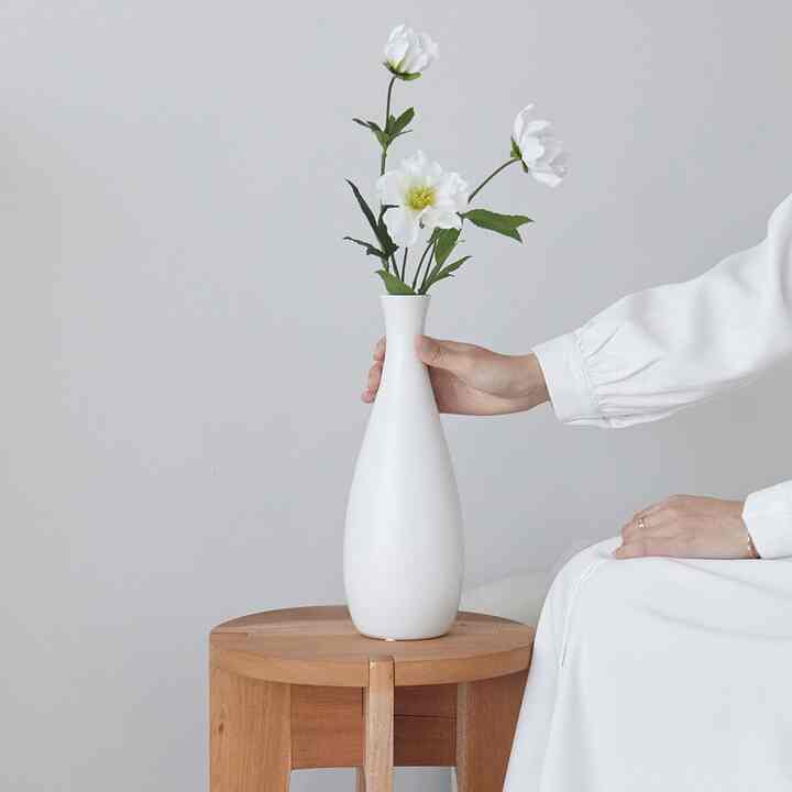 セラミック ホワイト スリム フラワーベース