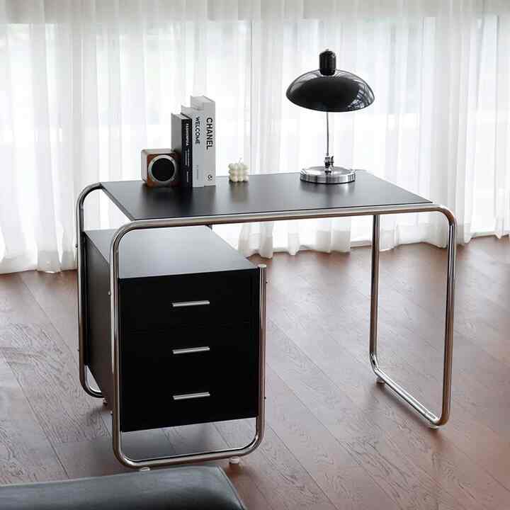 Modern Mid スチールフレームデスク ブラック［5サイズ］