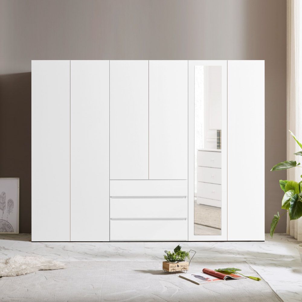 [신상품]주식회사 솜씨방가구 NEW 로아 LPM 터치 2400 옷장 세트(옷장+서랍옷장+거울 이불장)