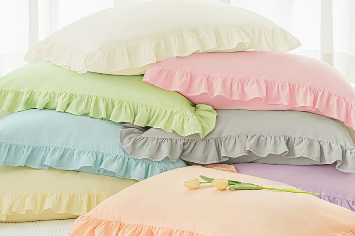 리뷰이벤트 1+1 스위트 프릴/보송보송 피그먼트 홑겹 베개커버 40x60/50x70