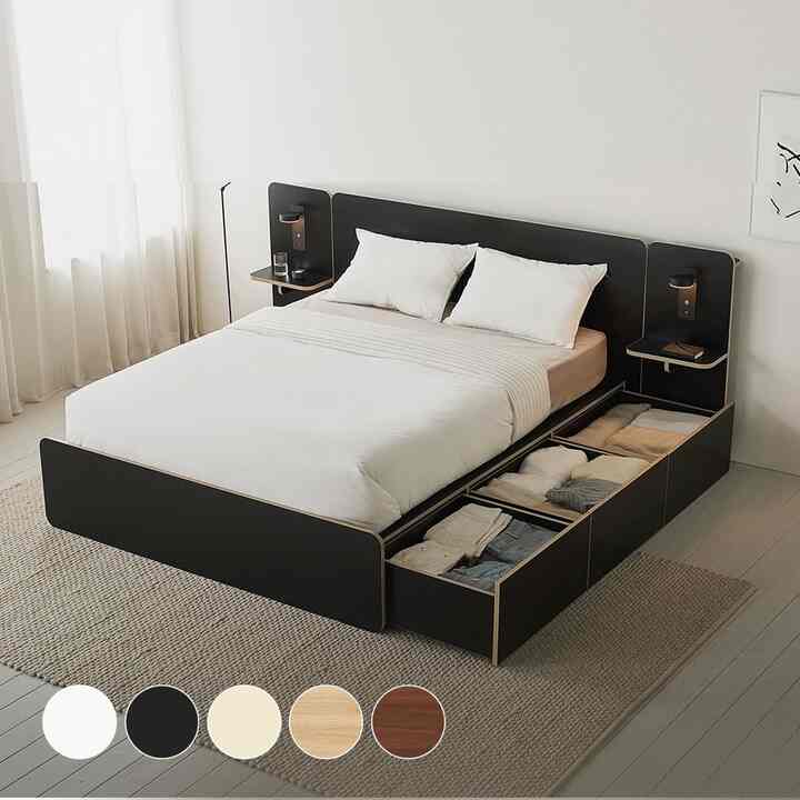 Rund BIG 収納付きベッド LED型［5色・2種・2サイズ］