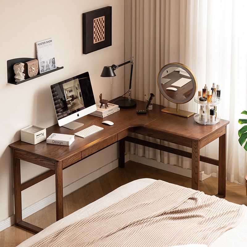 [신상품] 플래지어 베를린 미니멀 오크 원목 코너 월넛 컬러 책상 2type