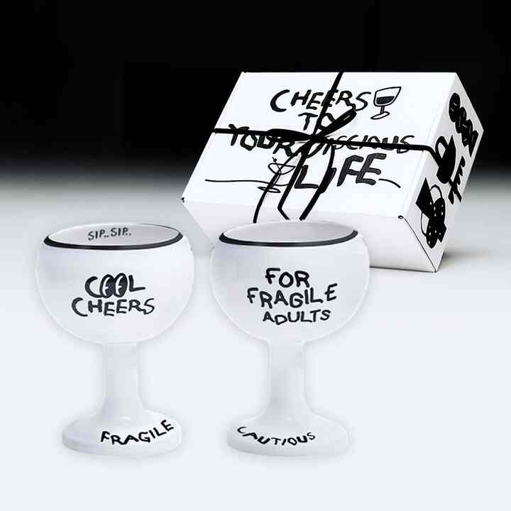 【Fragile Adult Club】セラミック ワイングラス 2点セット［2種］