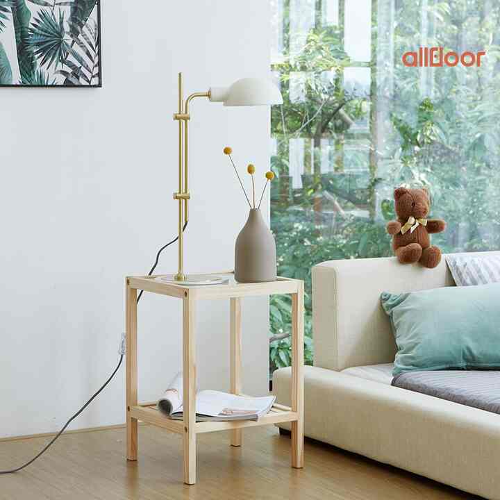 PINUS ウッド 強化ガラス 2段 シェルフ