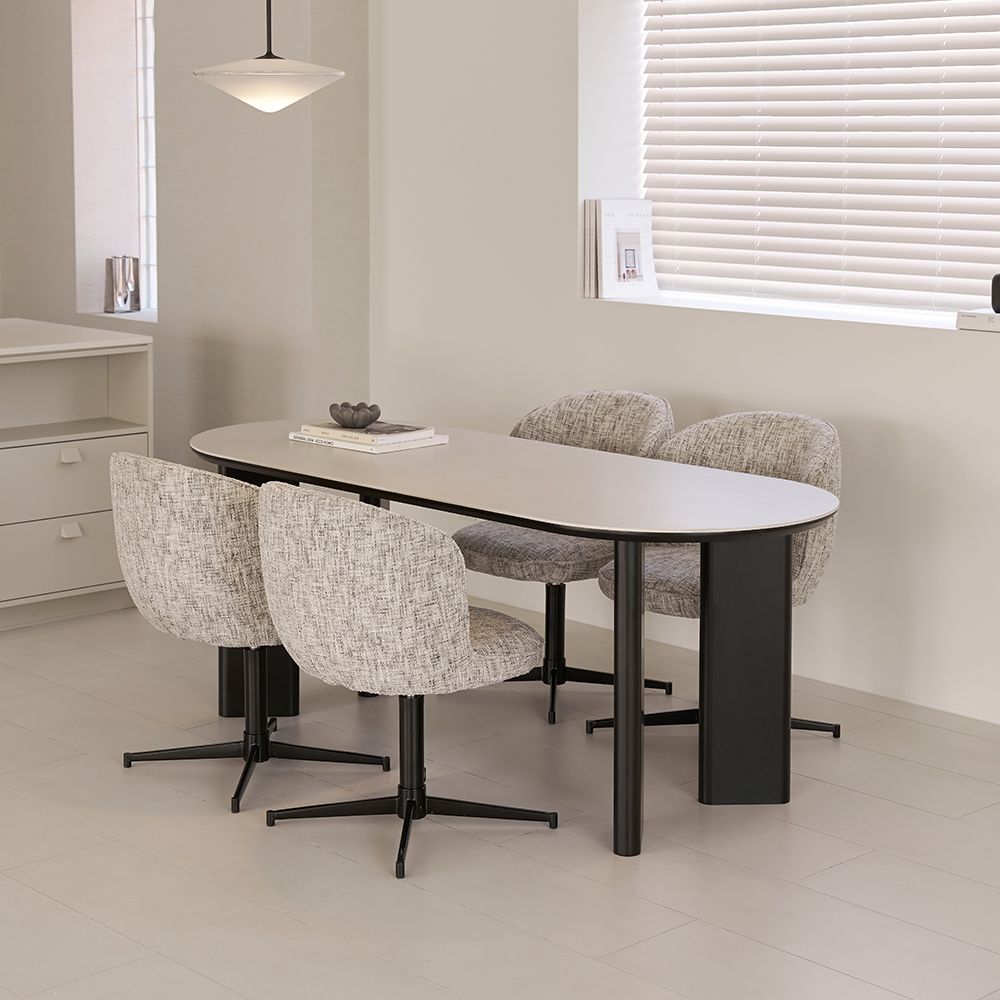 썸앤데코 레브 블랙 타원형 테이블 포세린 세라믹 식탁 1800/2000 2size