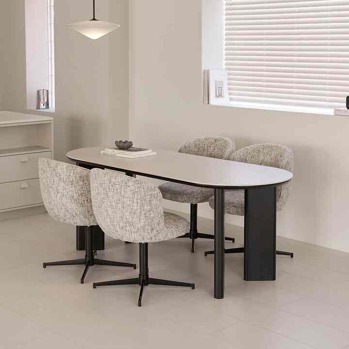 Reve ブラック 楕円形 セラミックダイニングテーブル 180cm