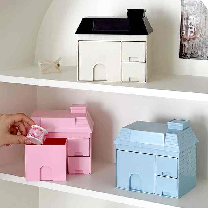 ミニパステル デコハウス 収納ボックス 引き出し式［3色］