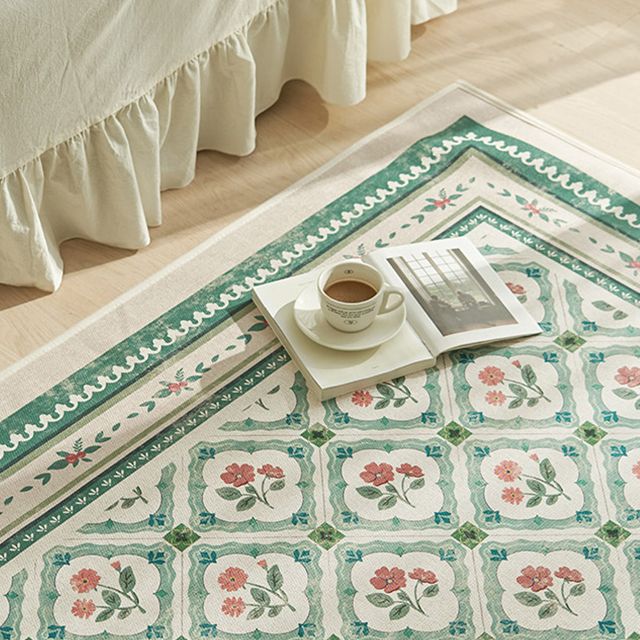 [오늘출발] [신상품] 데코뷰 베리플라워 타일 이지케어 발수러그 2size