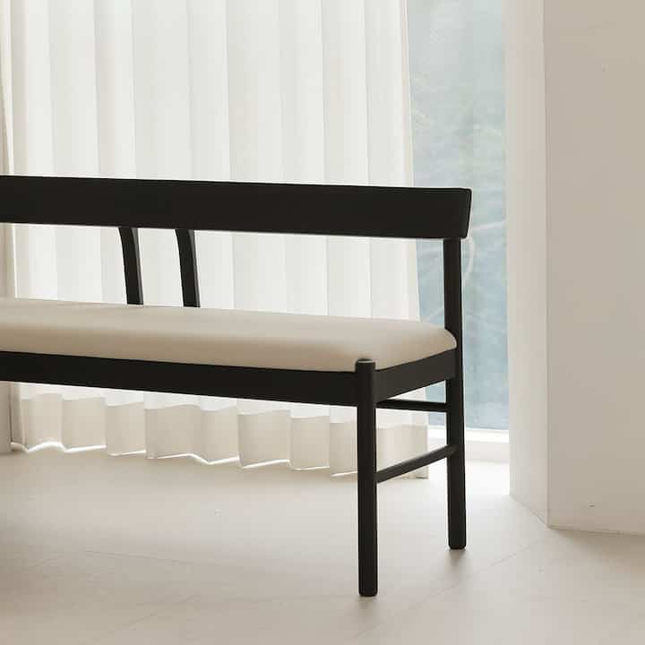 Harmon ベンチ ブラック 3人掛け