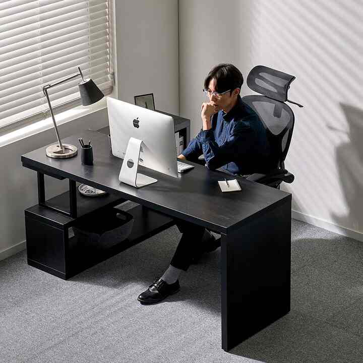 ワイドデスク＆本棚セット 160cm［2色］