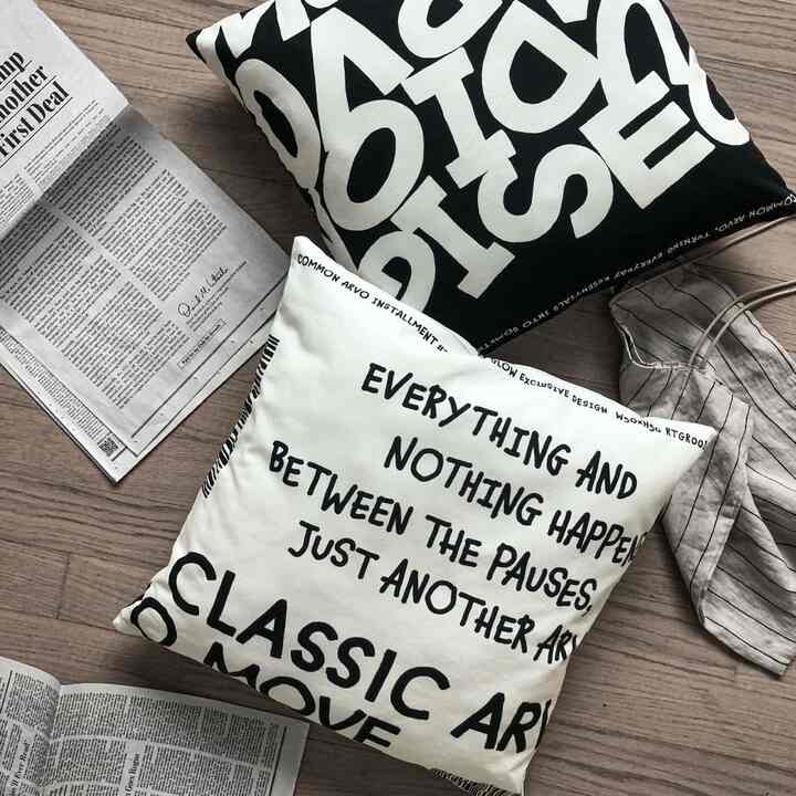 コットン レタリング クッションカバー CLASSIC ARVO MOVE［2色］