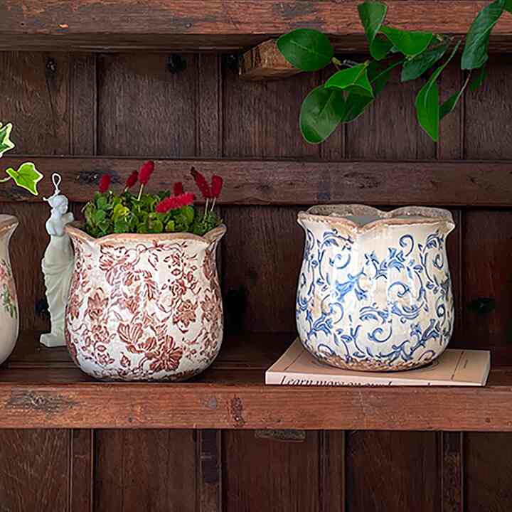 アンティーク柄 チューリップポット［8色］