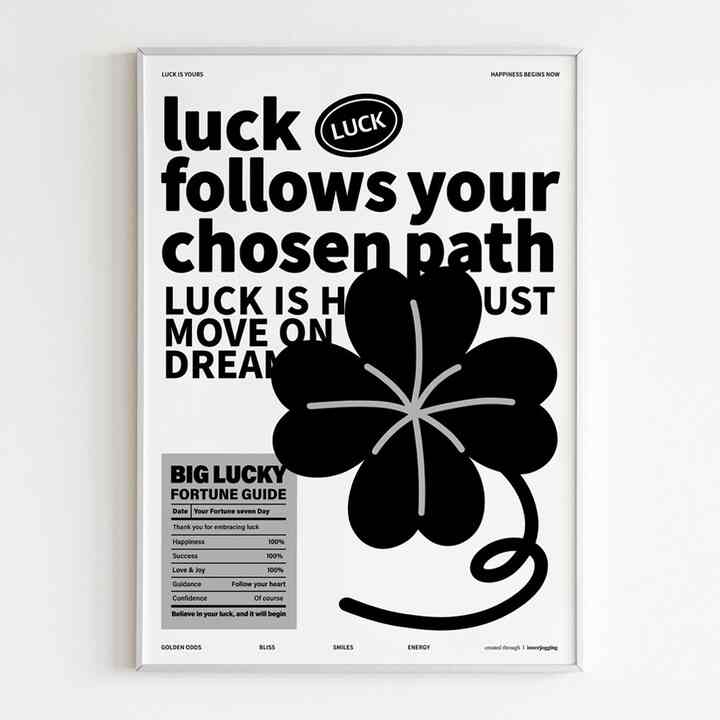 四つ葉のクローバー ブラック ポスター