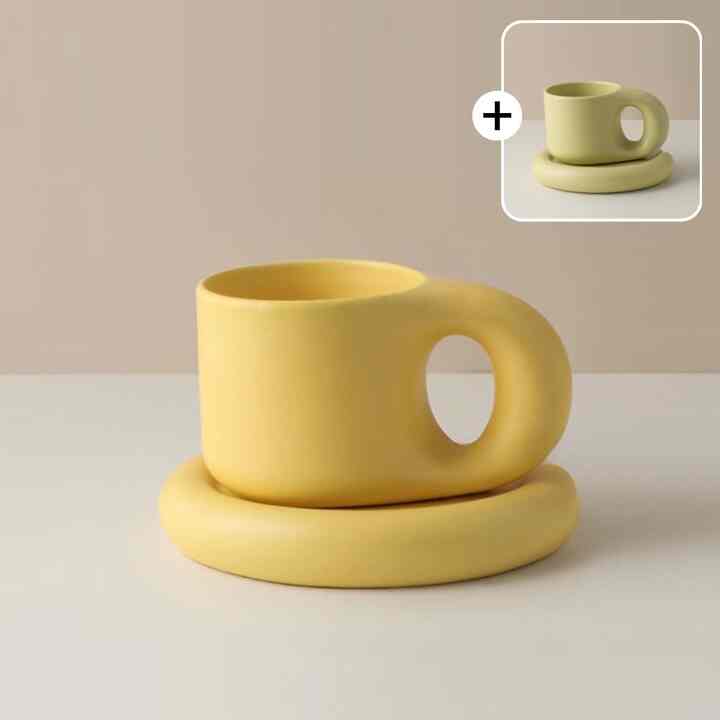 丸型マグカップ&ソーサー 2点セット