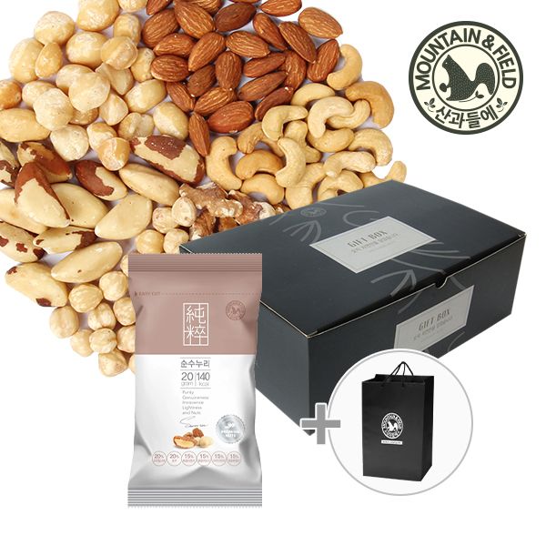 산과들에 하루견과 견과류 순수누리 50입 선물세트 + 쇼핑백