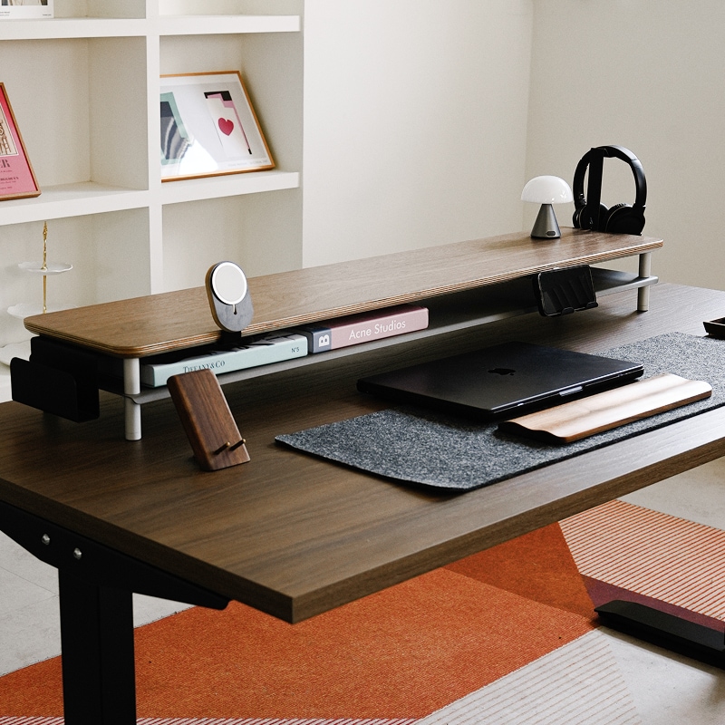 오프레임 1000 1200 모니터받침대 데스크 선반 알루미늄 높이 조절 와이드 넓은 받침대