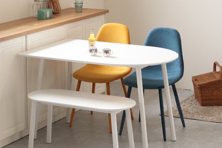 비알프렌드 국내제작 디디 반타원 테이블 라미네이트 화이트식탁 (7size)