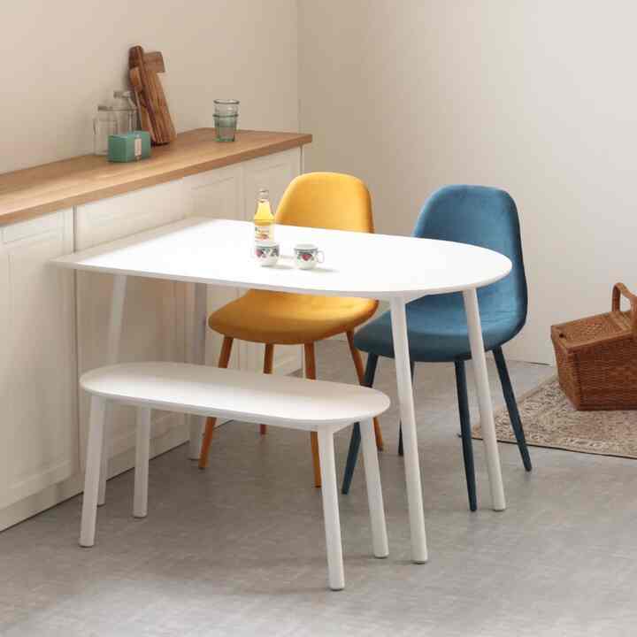 Half-Round White Laminate Dining Table