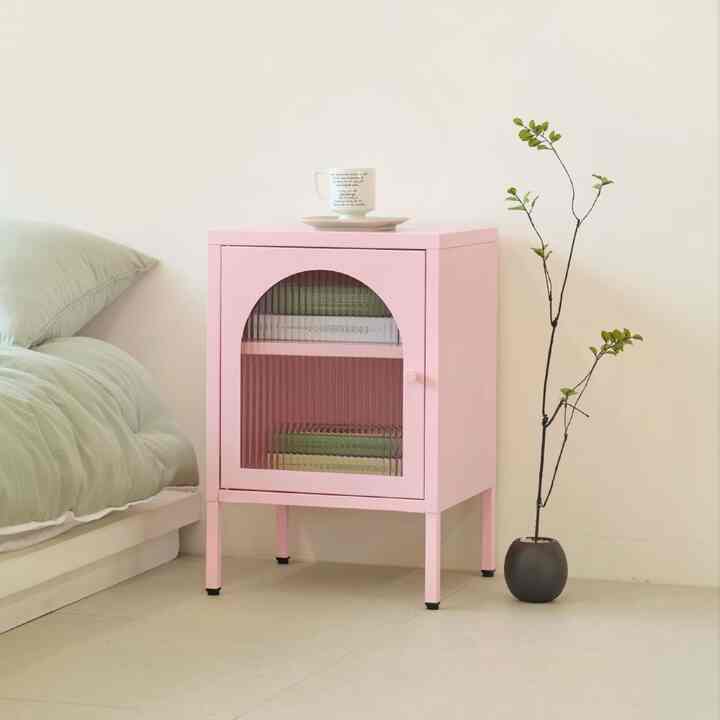 Ozen 半楕円 スチール サイドテーブル［3色］