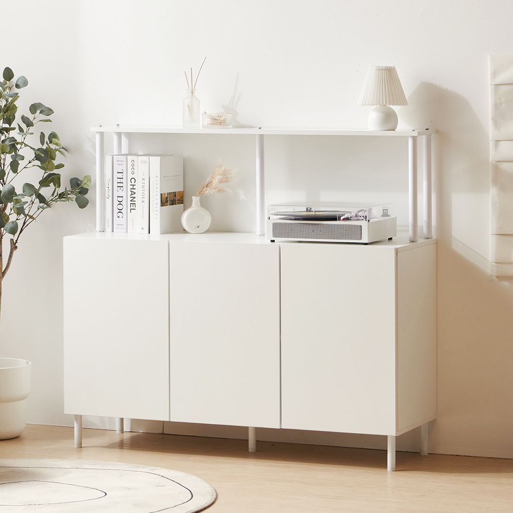 [신상품] 집무드 파인 2단 4칸 홈카페 1단 선반형 슬림 와이드 수납장 1200