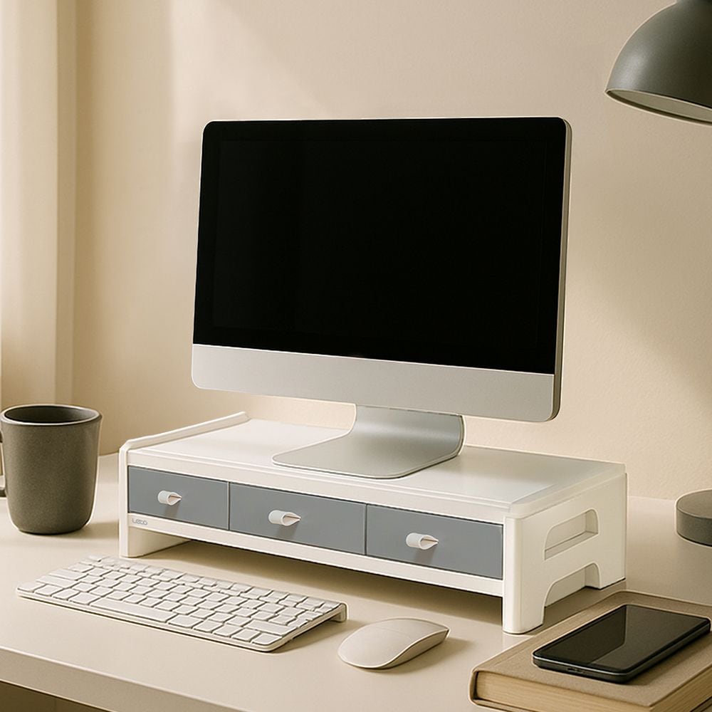 [레토][오늘출발][신상품]레토 서랍형 모니터 받침대 스탠드 2단 LMS-DT08