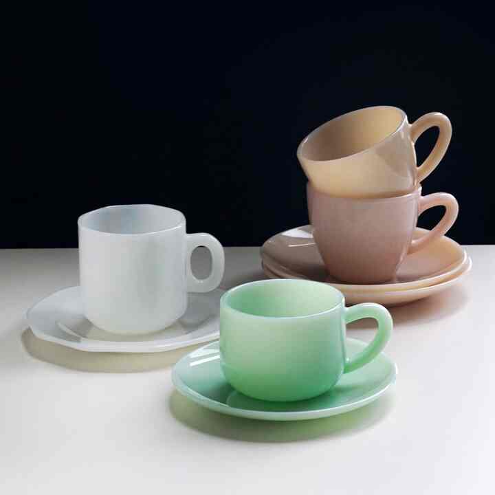 Milk Glass Coffee Cup & Saucer Set