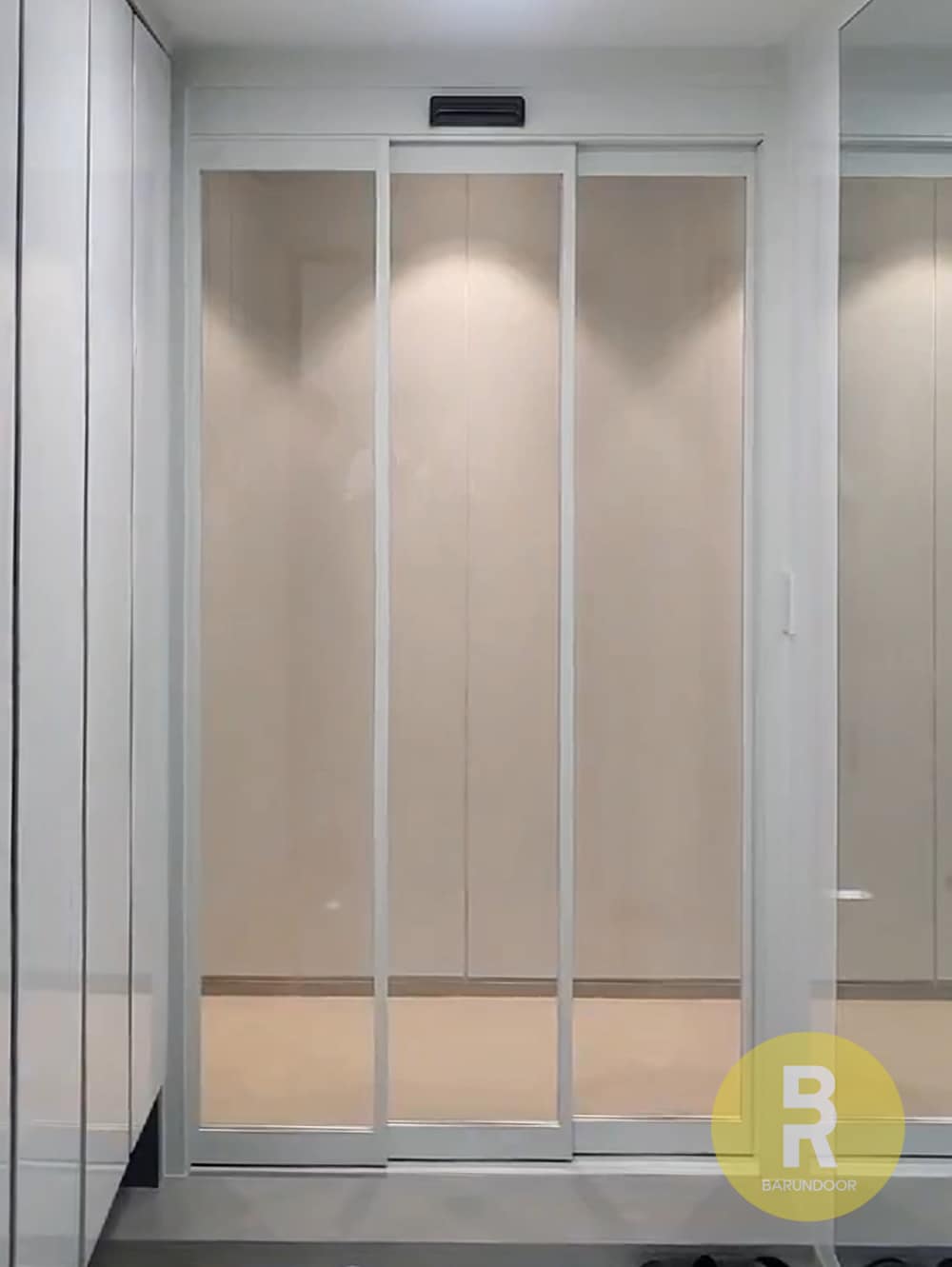 바른도어 자동문 초슬림3연동 화이트 브론즈강화유리(컬러디자인변경가능) 