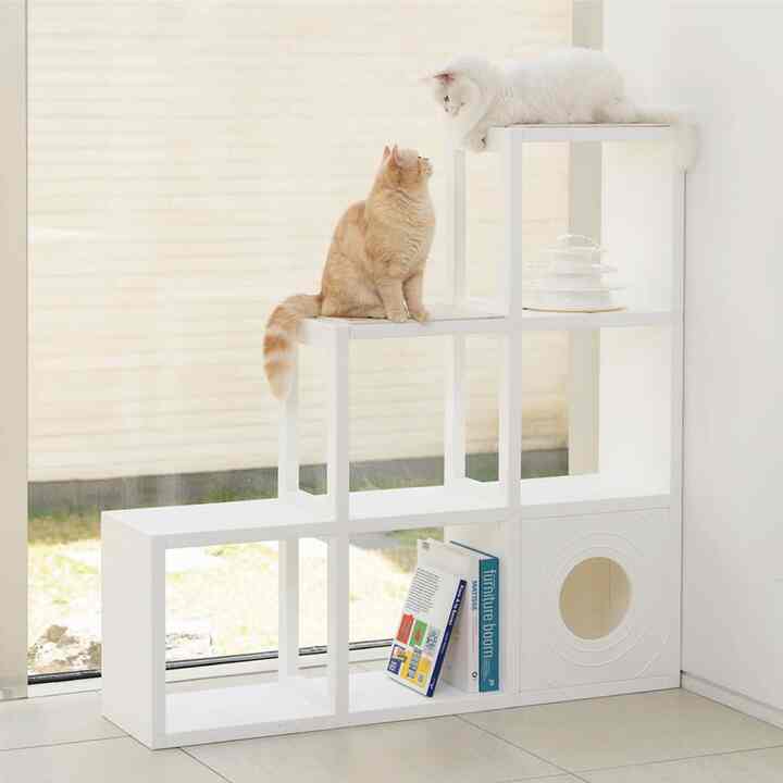 階段型 キャットタワー 3x3［7色］