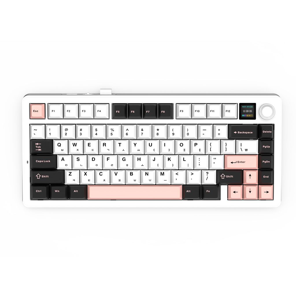 AULA F75Max 유무선 독거미 LCD 기계식 키보드 펀키스 정품 올리비아 화이트