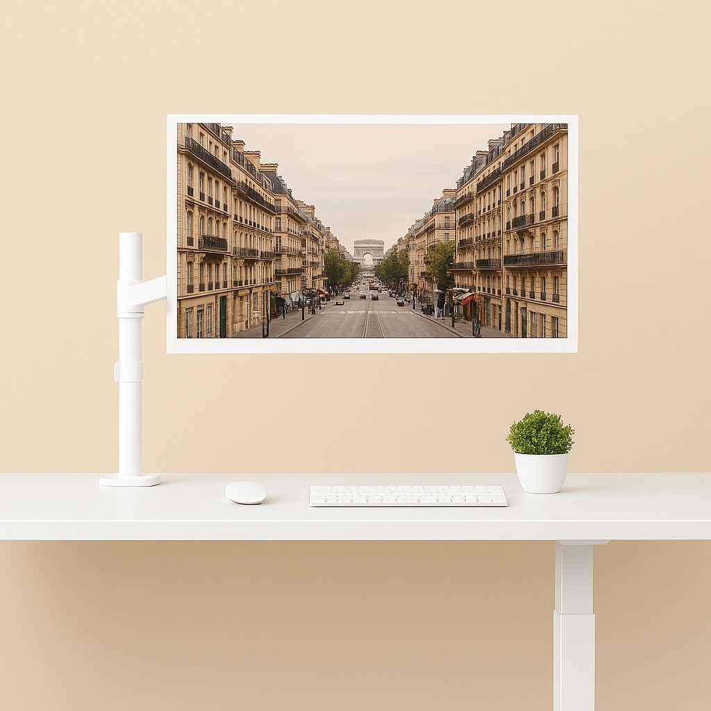 마운트뷰 고중량 화이트 싱글 모니터암 대형 모니터 거치대 MV-G10 플러스 (화이트/블랙)