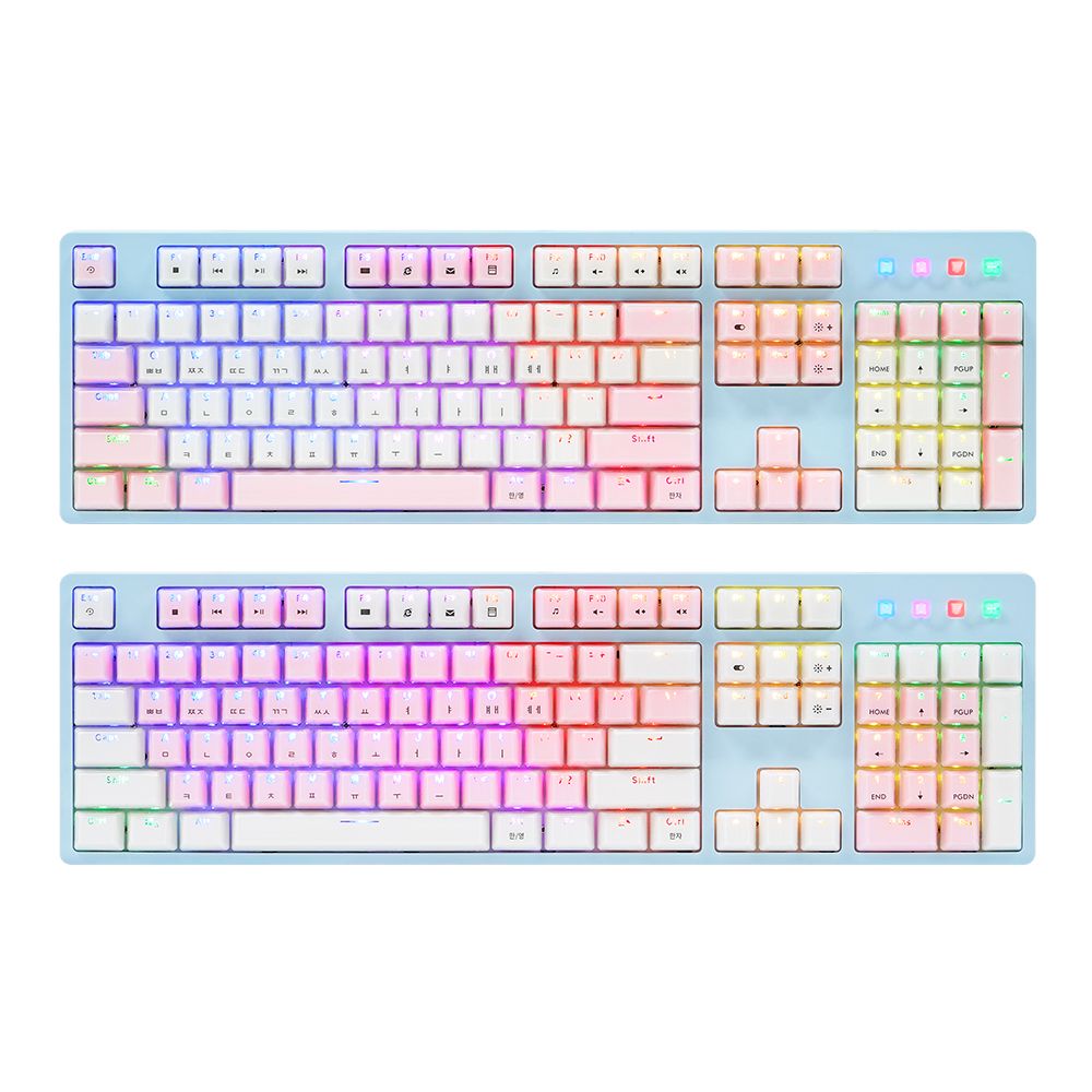 마이크로닉스 MANIC EX580 파스텔 크리스탈 광축 레인보우 기계식 게이밍 키보드