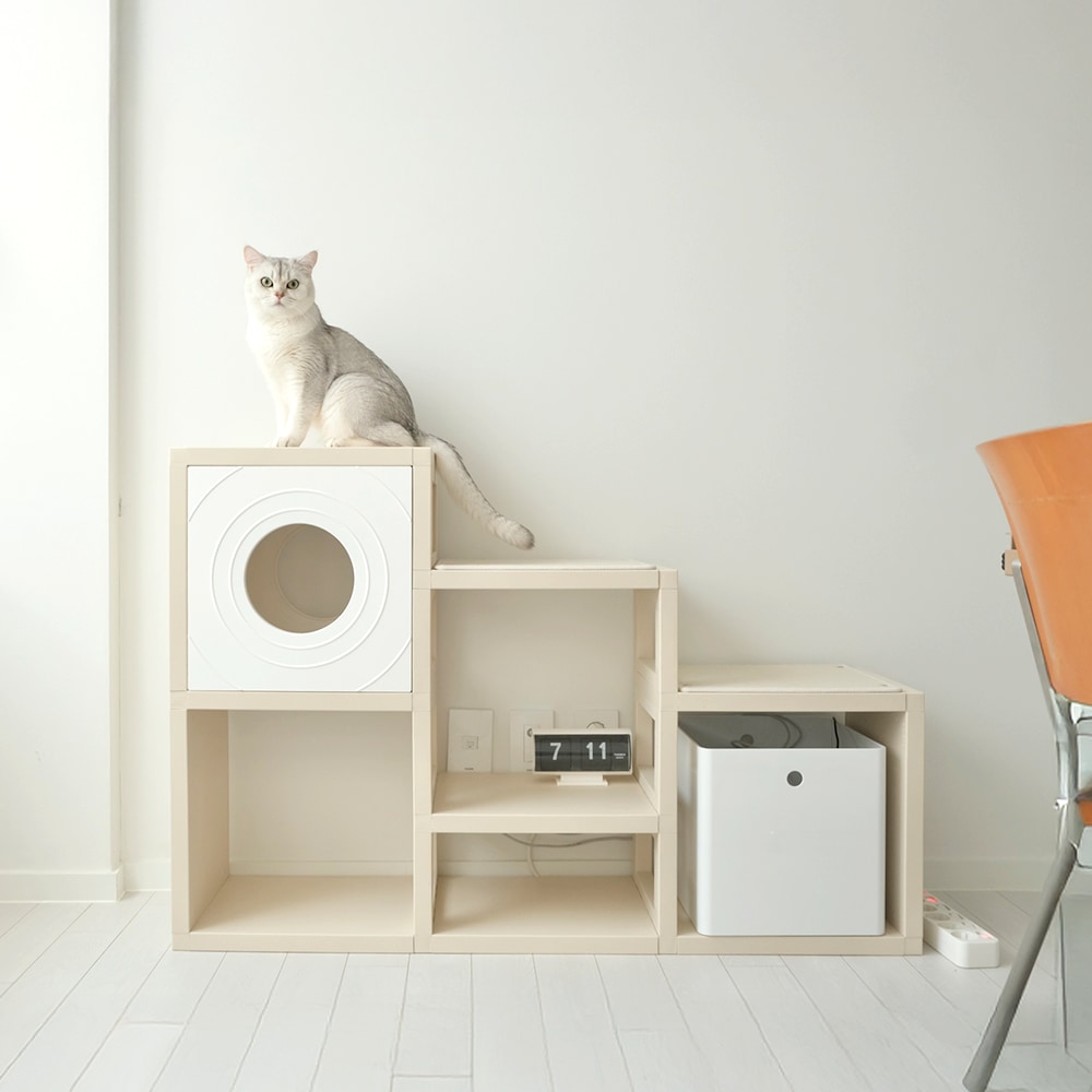 キャットタワー 3段 ベージュ CUBICS pet 階段型 キャットタワー 3x2［7色］ | Ohouse(オーハウス)