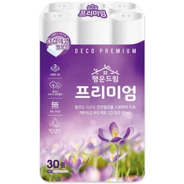 광진산업 행운드림 프리미엄 3겹 25m 30롤 x1팩 화장지 휴지