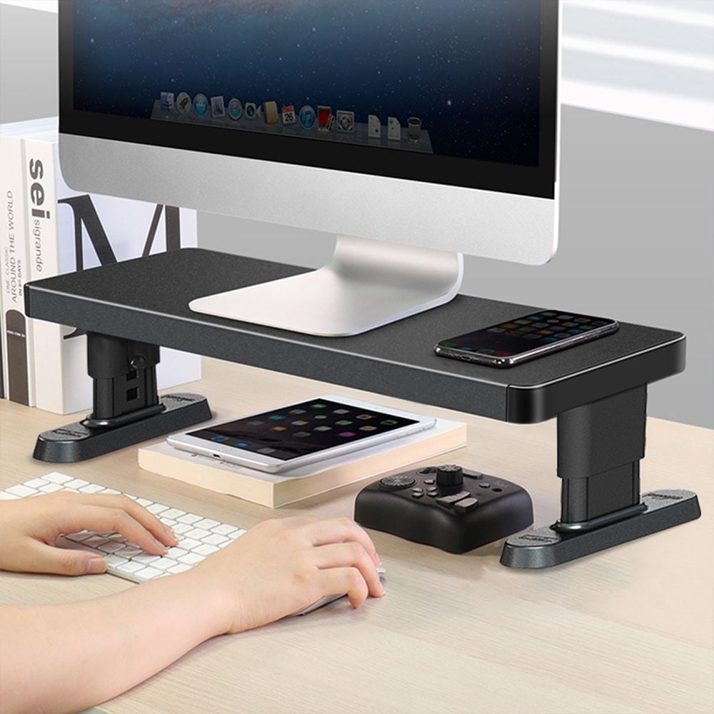 고부기 블랙, 화이트 4단 높이 조절 스탠드 컴퓨터 모니터 받침대 기본 듀얼 1M 