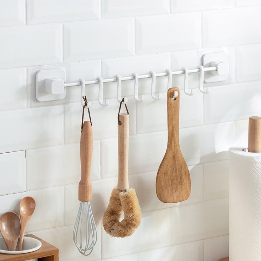 베이디마켓 무타공 조리도구 걸이 화이트 치킨툴헹거 8구