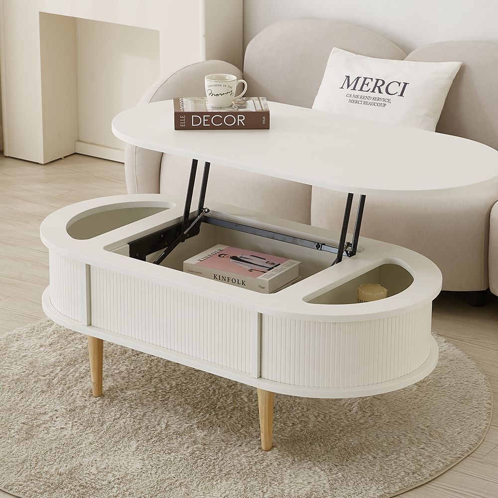 [신상품] 노르웨이숲 원목 타원형 템바보드 거실 리프트업 테이블 리프트 소파 테이블 800