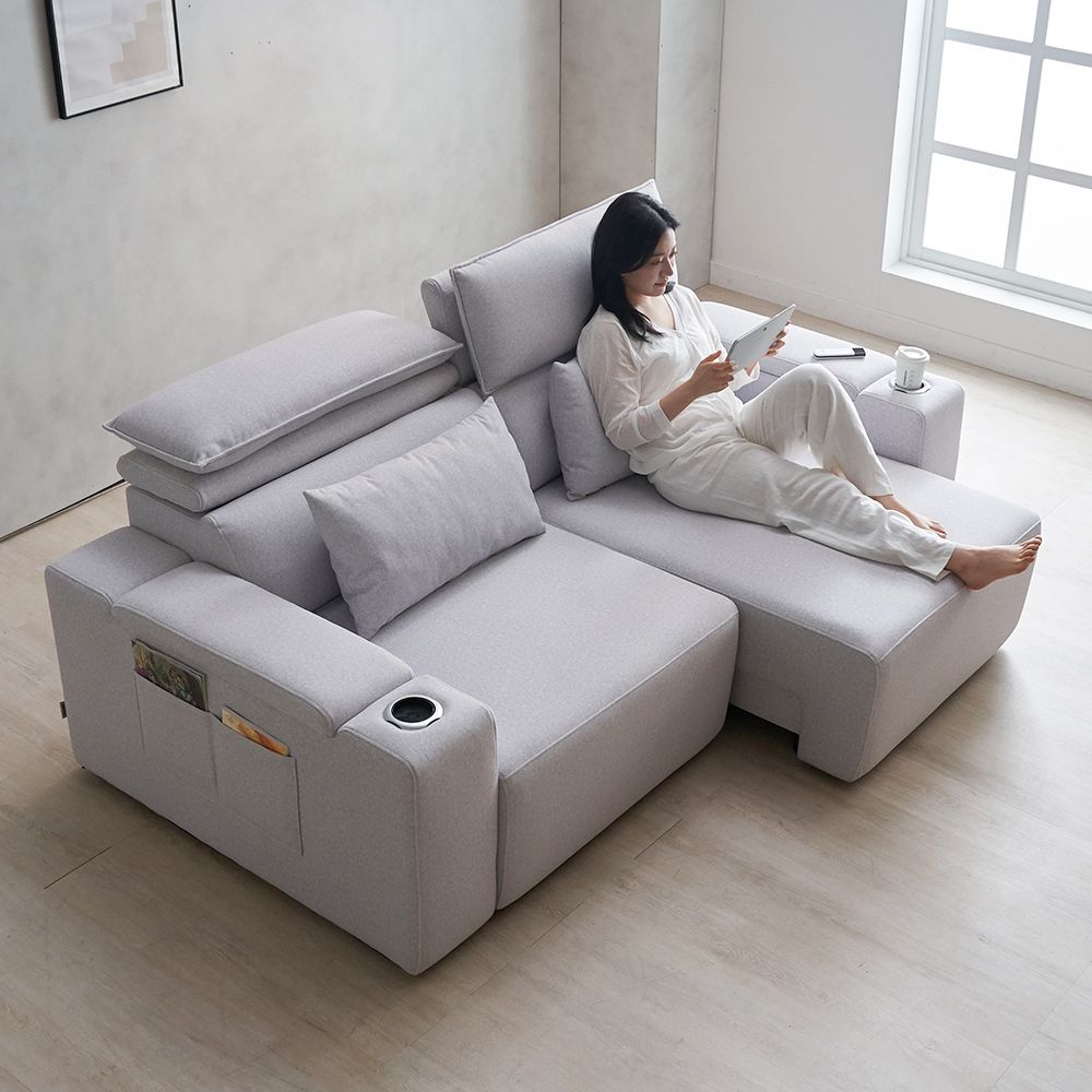 에보니아 무브 모션소파 리클라이너 3인용 전동슬라이딩 확장형 패브릭소파 