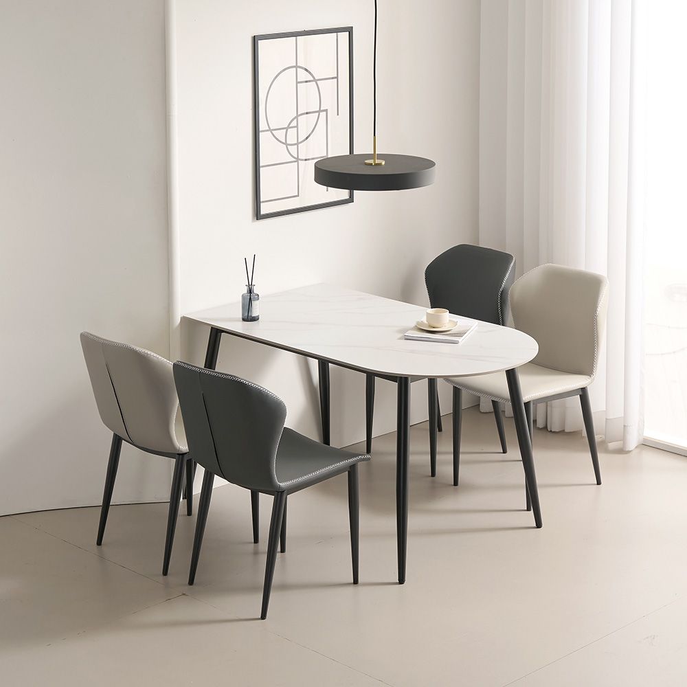 라로퍼니처 앤디 1350 반타원 포세린 통 세라믹 4인 식탁 세트 (의자4개 포함) 