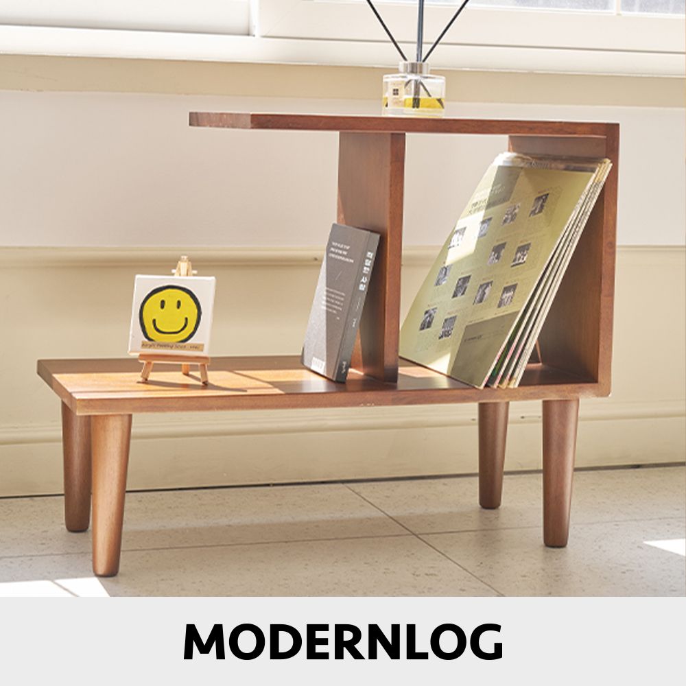 [모던로그][신상품]모던로그 올리브 DIY 원목 디귿자 사이드테이블